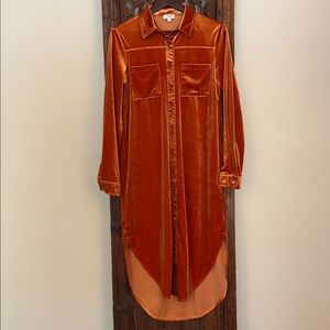 Umgee Velvet Shirt Dress